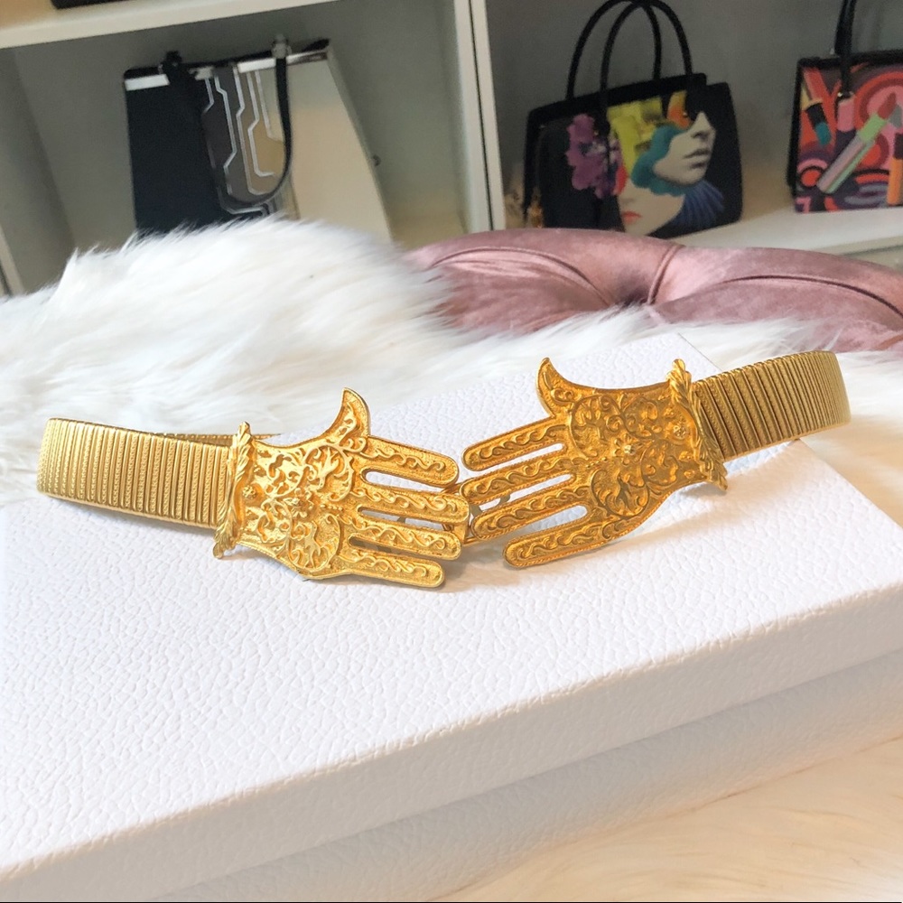 Kenneth Jay Lane Gold Double Hand Stretch Belt